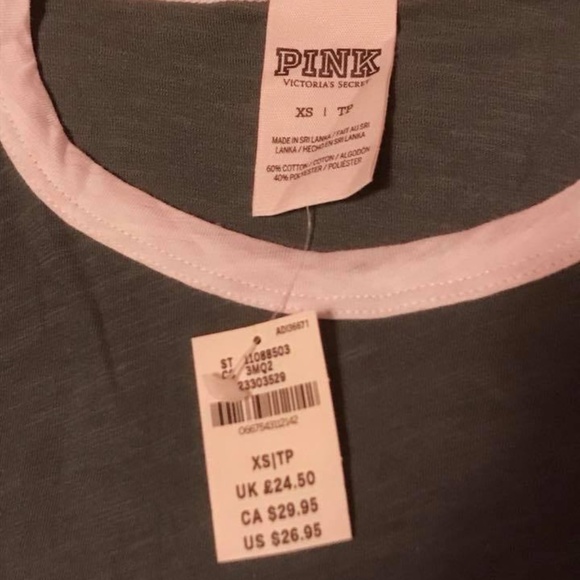 NWT Victoria's Secret PINK Ringer Crew Tee XS - Picture 5 of 6